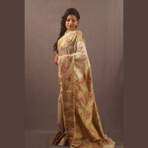 Ari and Kashmiri Stitch R Silk Saree with Blouse Piece