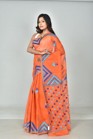 Resom check Gujarati Stitch saree