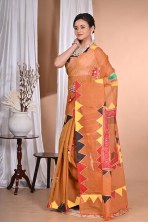 Hand-Painted Dhoniakhali Taant Saree