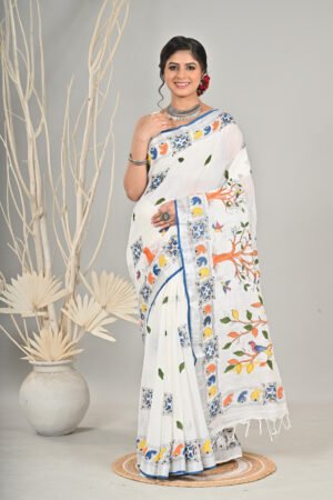Linen Hand painting saree