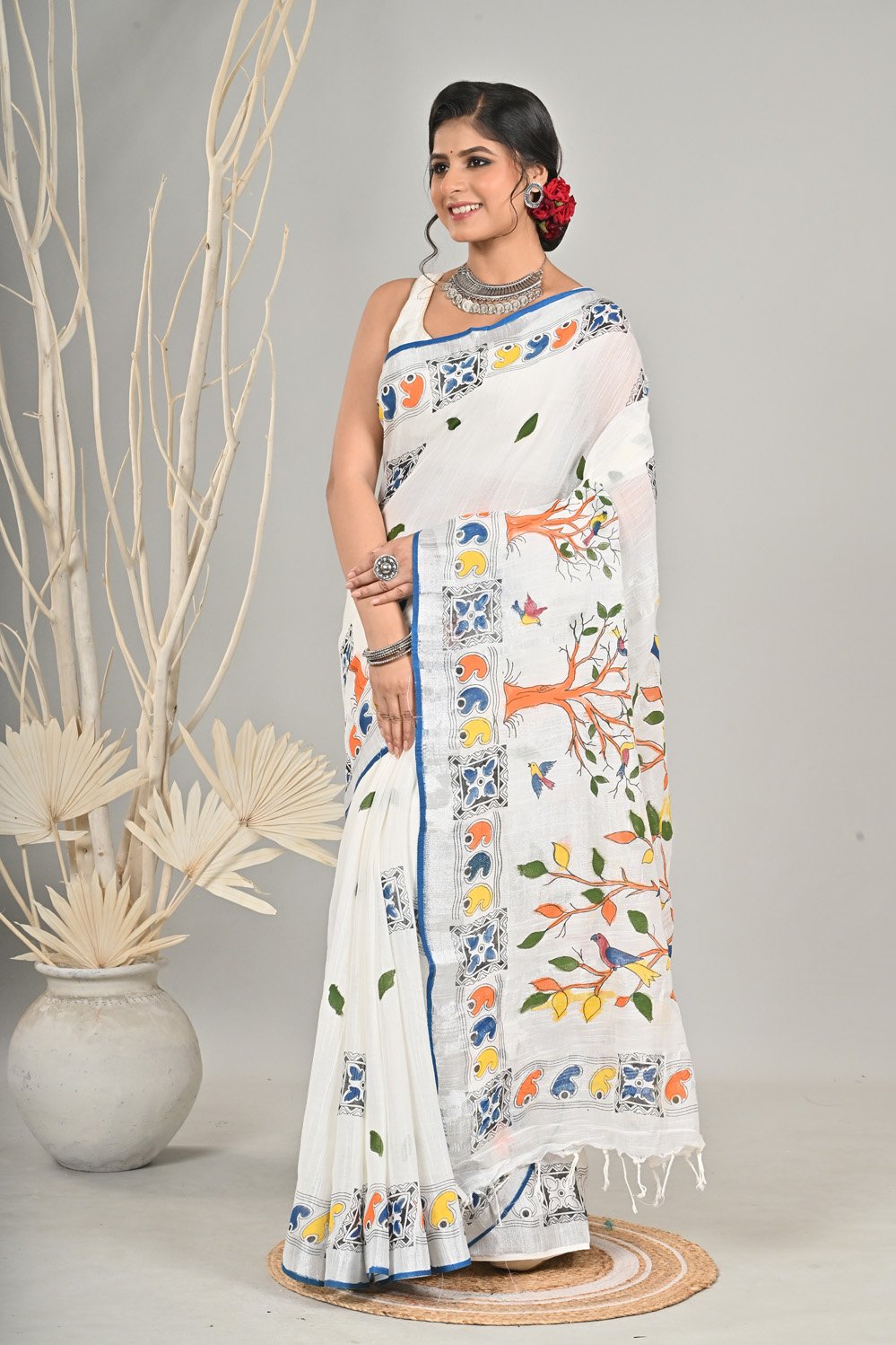 Linen Hand painting saree - Image 3