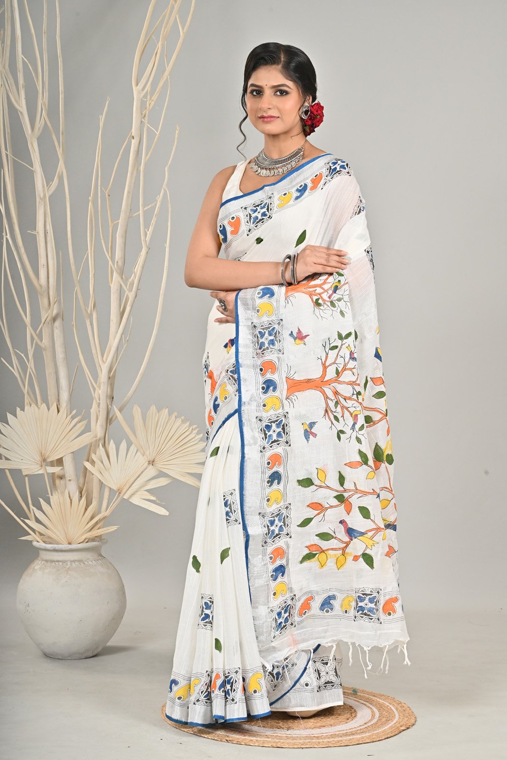 Linen Hand painting saree - Image 4
