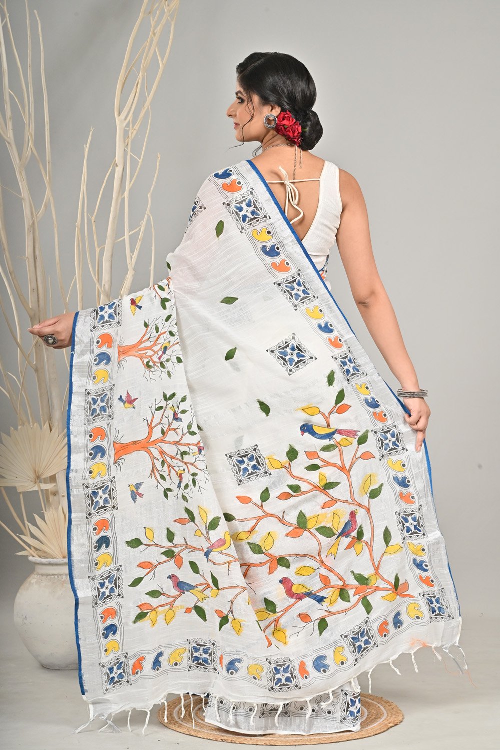 Linen Hand painting saree - Image 5