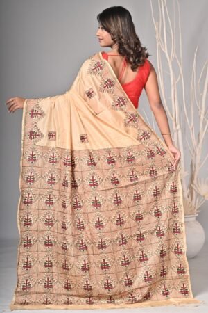 Silky Silk Kashmiri Hand Embroidery Saree with Blouse Piece