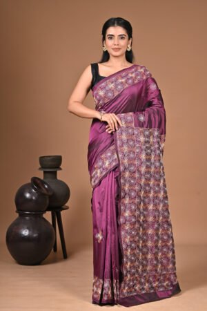 Border Line Ari Stitch R Silk Saree with Blouse Piece – Love of Fashion