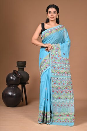Half Tossor saree with Blouse piece lambani work