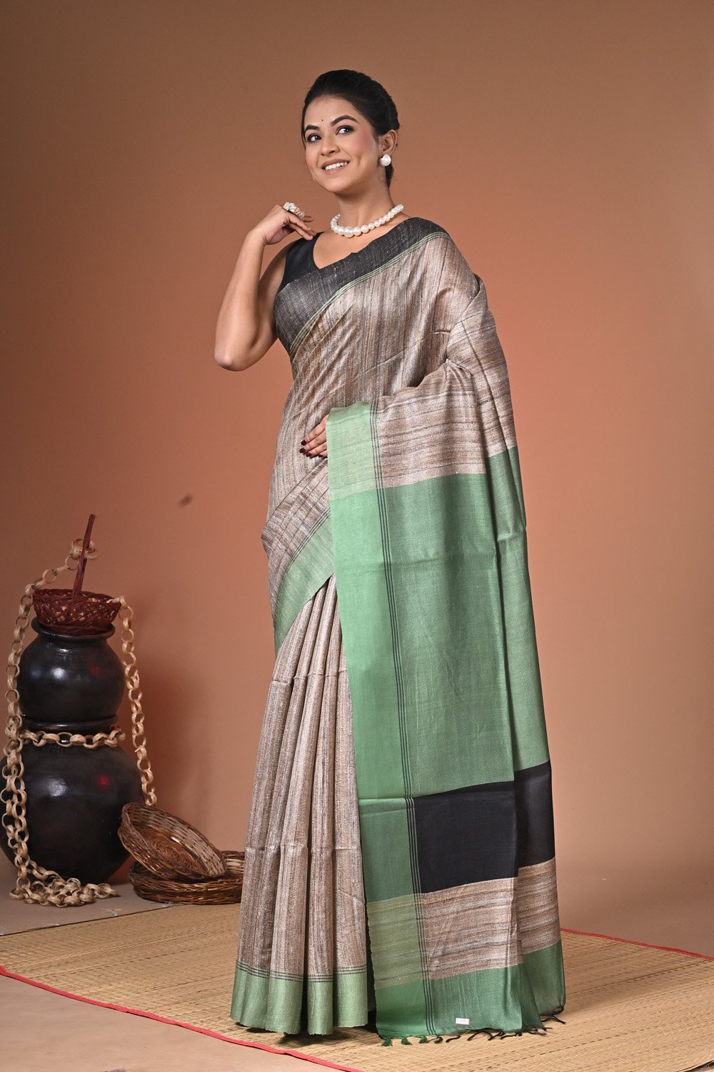 Ketia Tussar Saree with Blouse Piece - Image 5