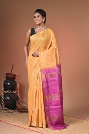 Contrast Ghicha Tussar Saree with Blouse Piece