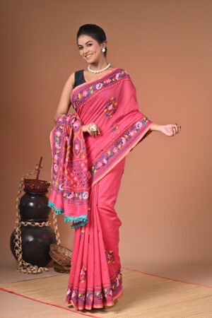 Fulkari work Maheshwari silk with Blouse piece (Hand Embroidery)