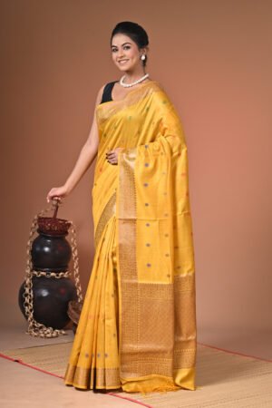 Linen Benarasi Saree with Blouse Piece