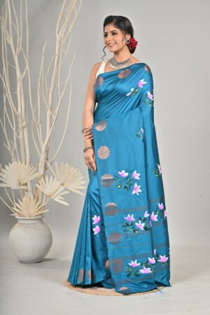 Hand-painting on premium artsilk saree with blouse piece